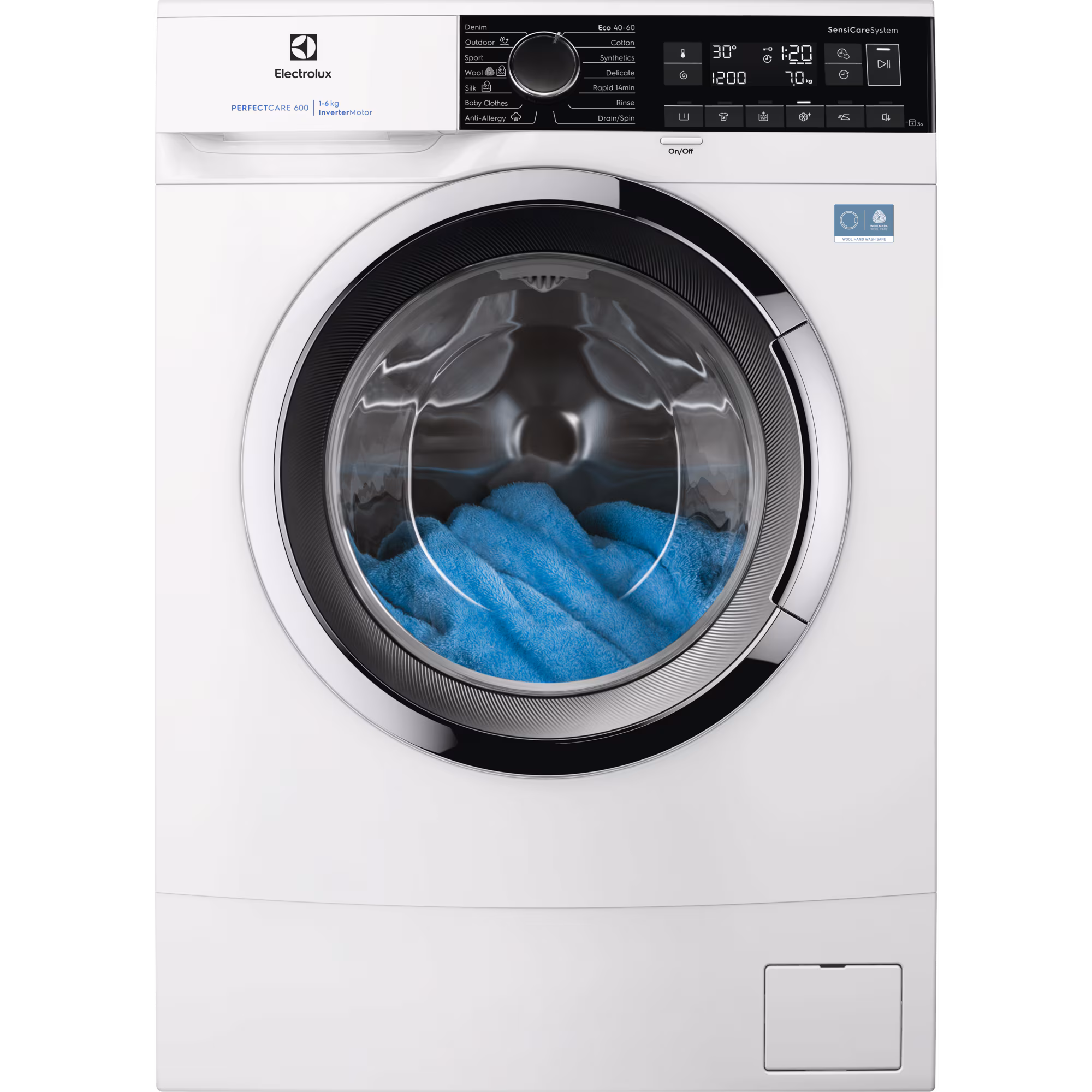 Electrolux EWS6226CE kitsas 37,8 cm, invertermootoriga pesumasin 6 kg, 1200 p/min, auruf-n