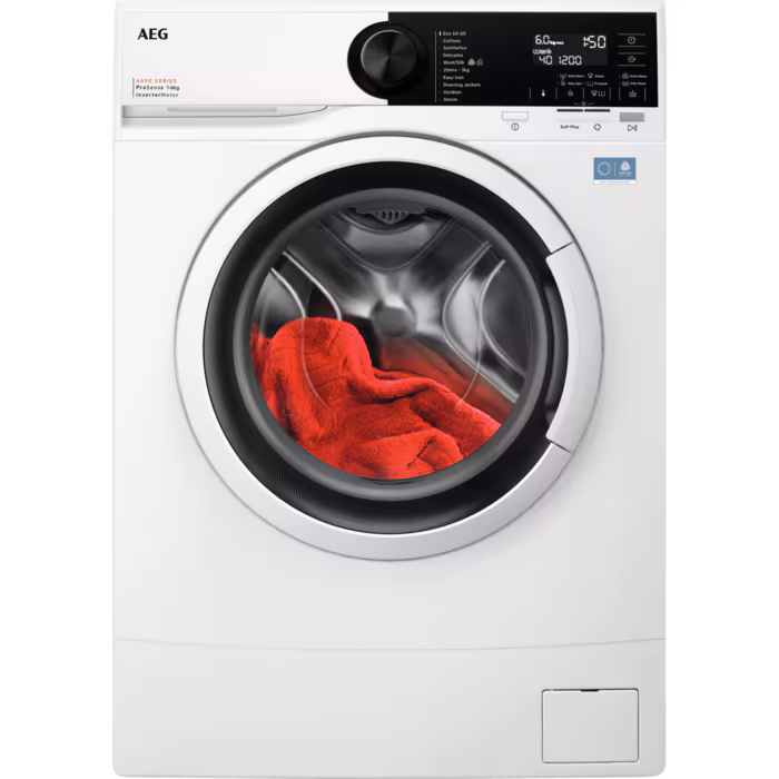 AEG L6SE26WE kitsas 37,2 cm invertermootoriga pesumasin 6 kg, 1200 p/min, auruf-n