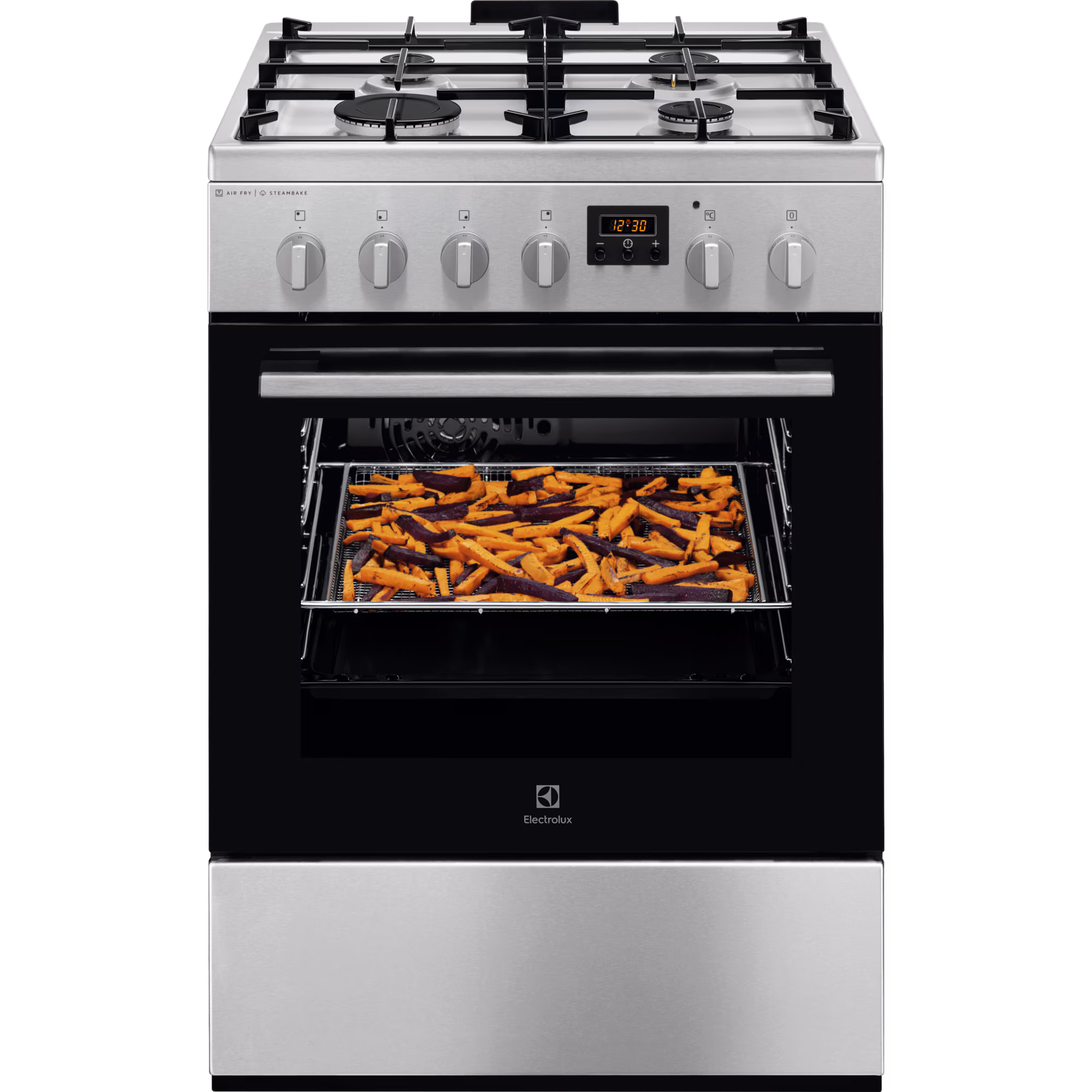Electrolux LKK660220X gaasipliit elektriahjuga 60 cm, 9 f-ni, auruf-n, roostevaba teras