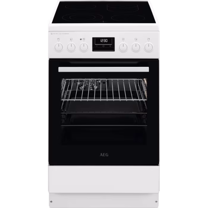 AEG CCB56491BW klaaskeraamiline pliit 50 cm, 9 f-ni, auruf-n