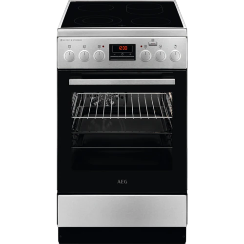AEG CCB56481BM klaaskeraamiline pliit 50 cm, 9 f-ni, auruf-n, roostevaba teras